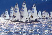 Europe boats during a race.  Hamish Blair / Allsport