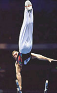 Picture taken during the 2000 Olympic Games in Sydney, Australia. Alexei Nemov of Russia in action on the parallel bars  Andy Lions/ALLSPORT