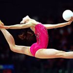 Rieko Matsunaga of Japan in action in the Rhythmic Gymnastics Individual All-Around Competition at the 2000 Olympic Games.  Shaun Botterill /Allsport 