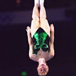 Robyn Forbes of Australia in the womens Trampoline at the Sydney Olympic Games.  Clive Brunskill /Allsport 